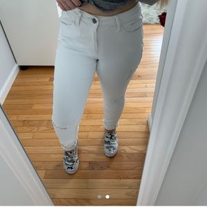 white high waisted ripped jeans